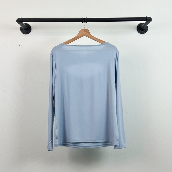 NWT Nine West Long Sleeve Jersey Cutout Top in Blue - Picture 4 of 4